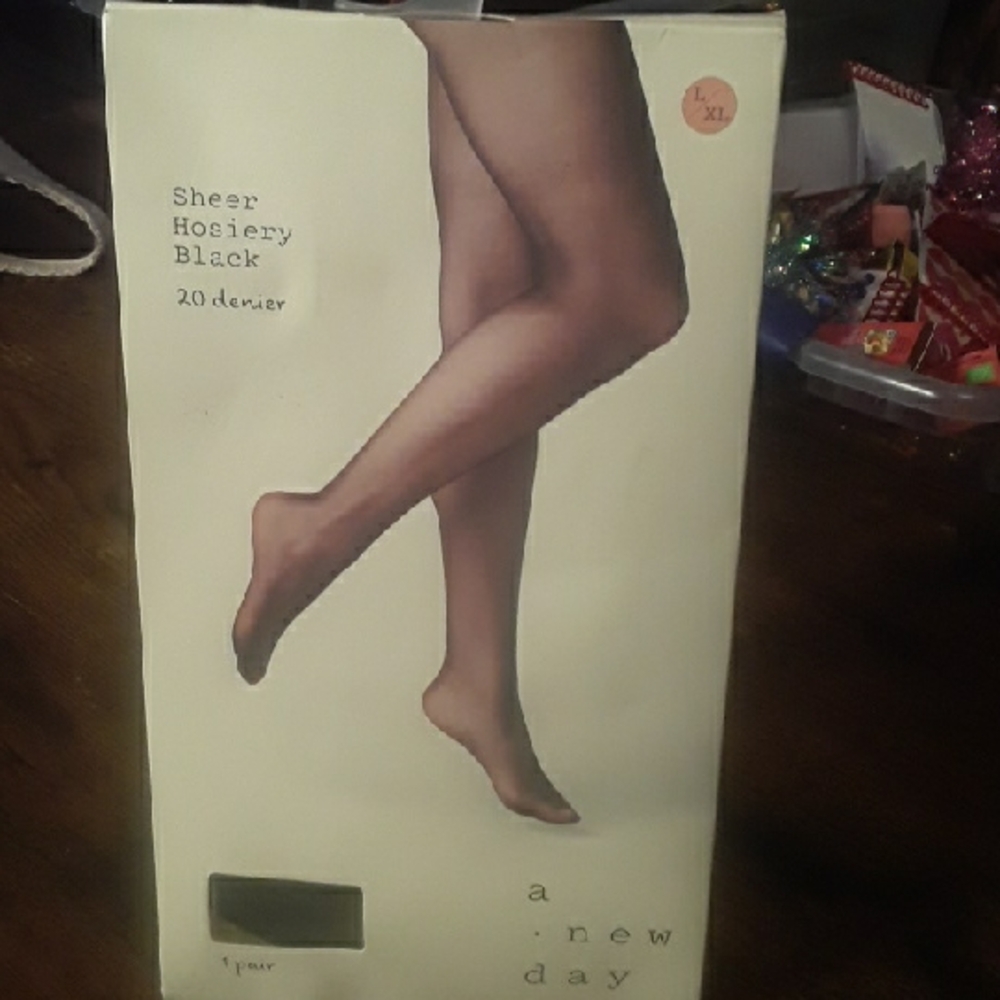 NWT A New Day L/XL Black Sheer Hosiery 20 Denier